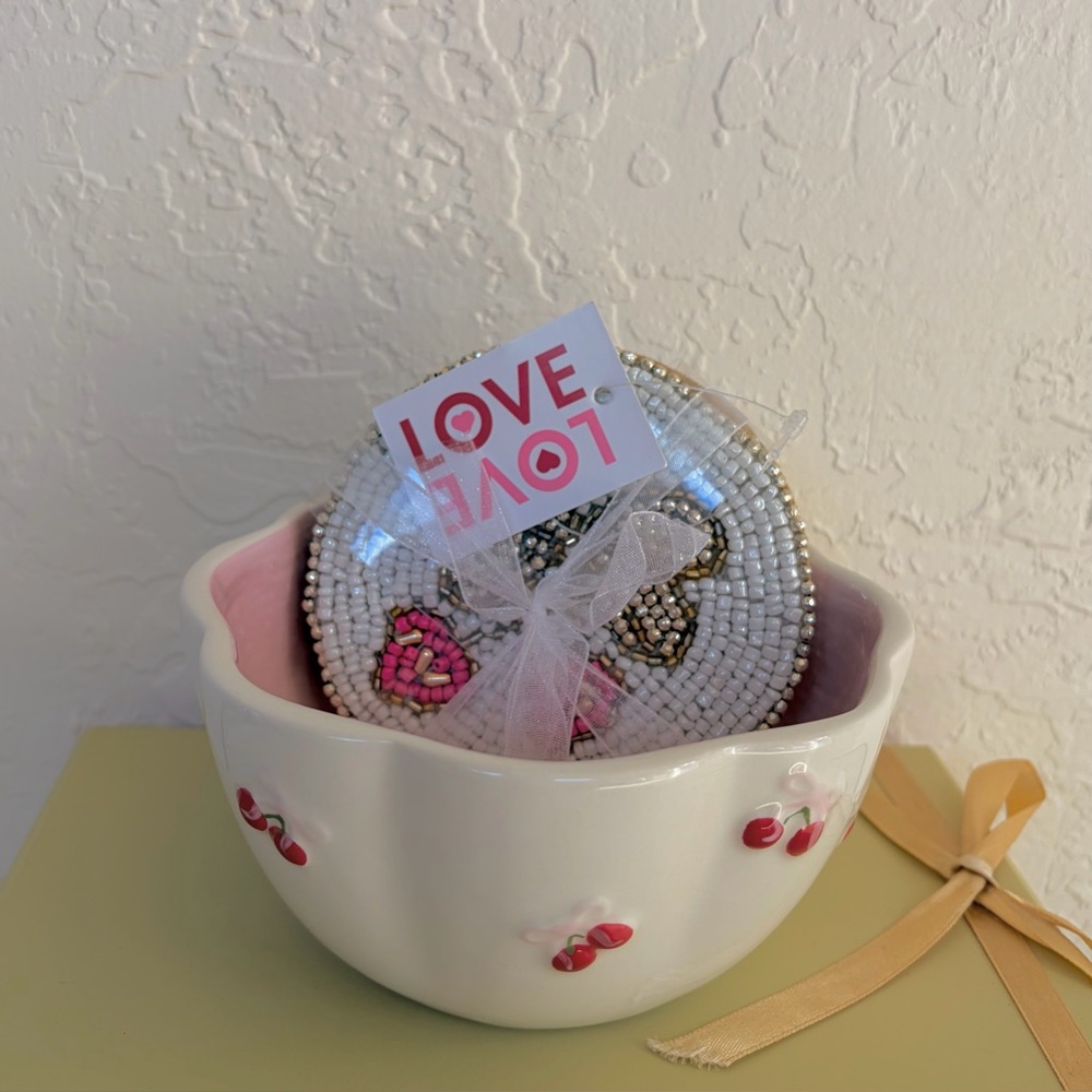 Ceramic bowl and Coaster Set 🎀🍒